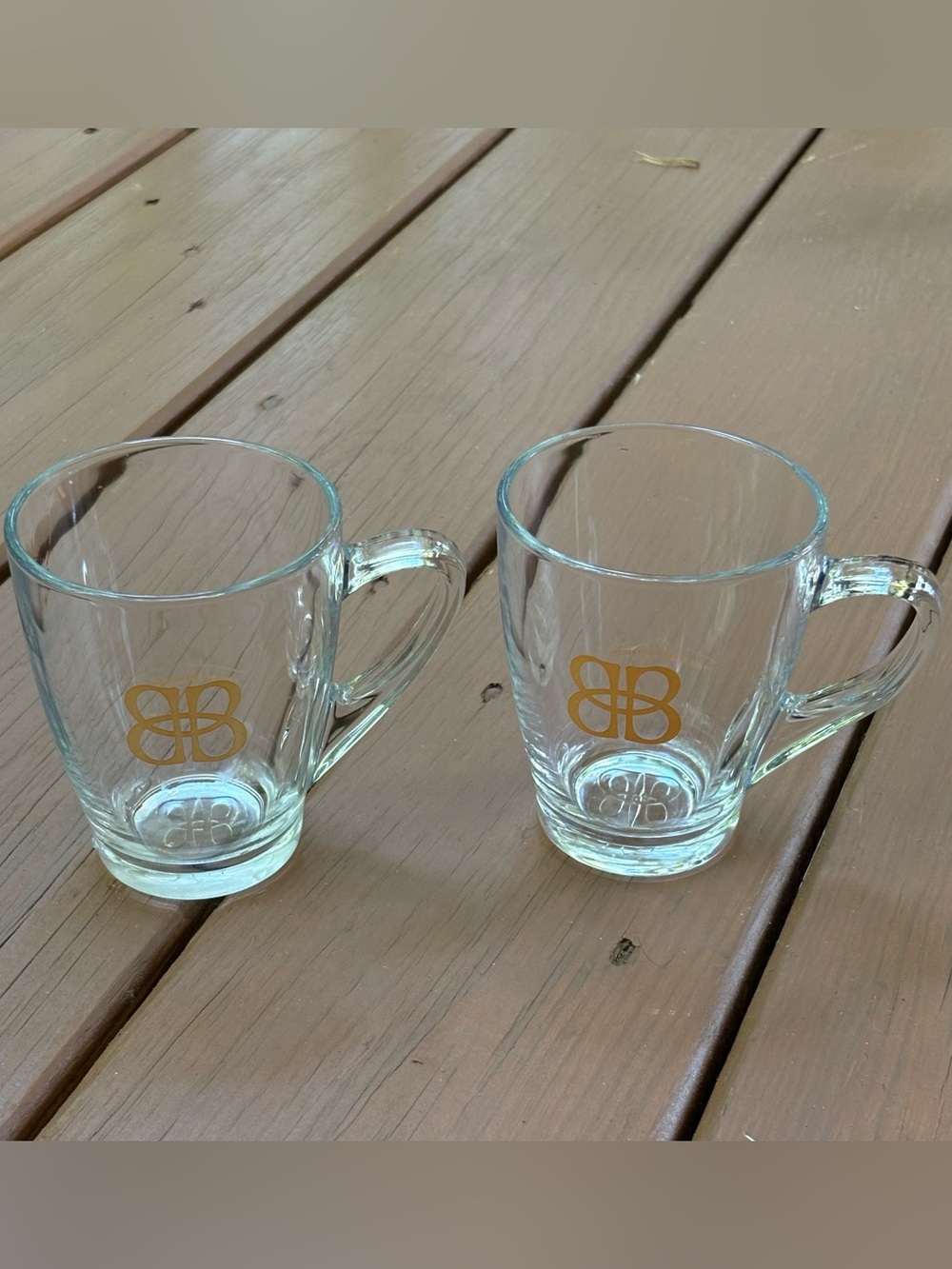Bailey’s Irish Cream Clear Glass Coffee Mugs with Gold Logo Set of 2